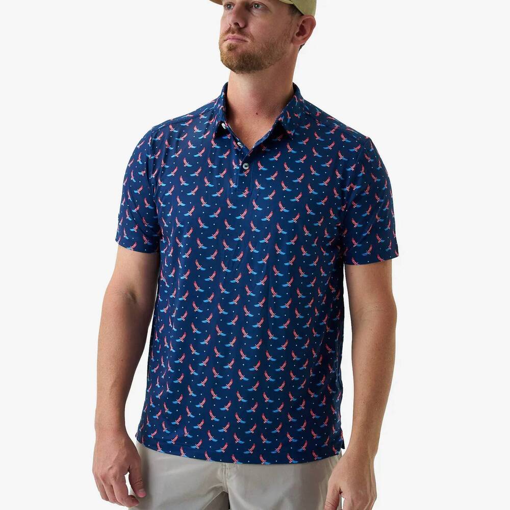 NEW BURLEBO usa eagle performance polo in navy
